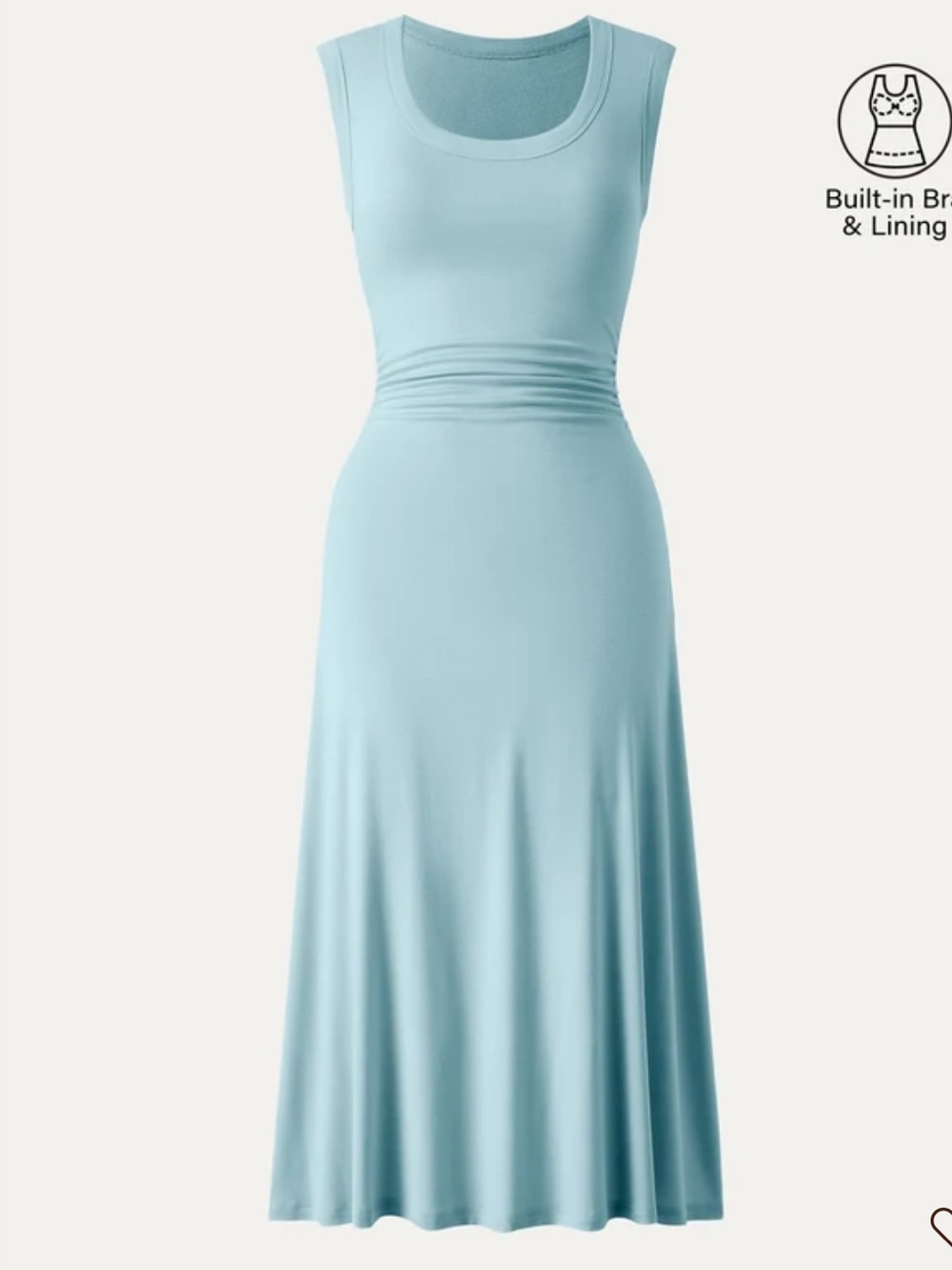 OGL Sea Blue Scoop Neck Side Ruch Brami Bra Midi Dress Size M NWT!